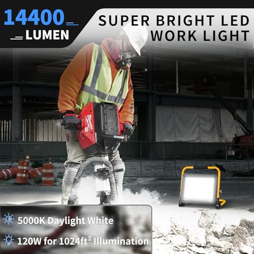 ISUERFY 14400LM LED Work Light + 100W LED Shop Light, IP66 Waterproof for Garage Workbench Warehouse Factory Yard Outdoor