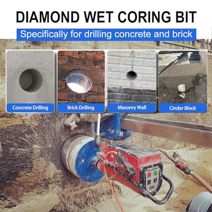 SALI Diamond Core Drill Bits 2 1/2" Diameter 10"/254mm Drilling Depth 5/8-11" Thread Core Bit Turbo Laser-Welded Segments for Cured Concrete with Brick, Block, Masonry, with Two Adapters - size: 2 1/2 inch