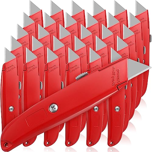 Reginary 30 Pcs Box Cutters Bulk, Utility Knives, Red - color: Red