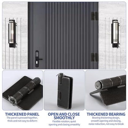 10 Pack 3.34" x 2.8" Weld Hinges, 3.5 mm Heavy Duty Steel Butt Hinges
