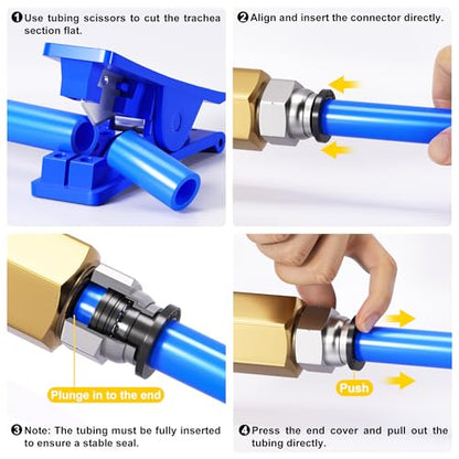 TAILONZ PNEUMATIC 1/4"3/8"1/2"1/8" Blue Straight and Elbow Push to Connect Fittings Air Hose Fittings,Suitable for Nylon/PU Tube Air Tube and Other Connection Kits 68PCS - color: Blue, size: 1/4"3/8"1/2"1/8"OD/68PCS