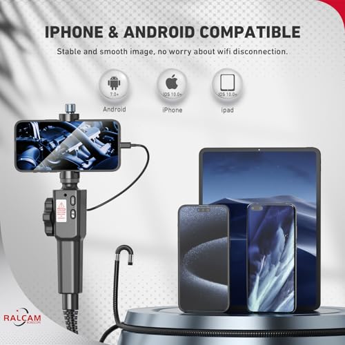 Ralcam Two-Way Articulating Borescope for iPhone&Android - size: 0.33-3.3FT