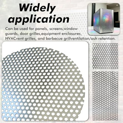 Perforated Stainless Steel Sheet, 0.2" Aperture (About 1/5",5mm), 304 Stainless Steel Mesh Panel, Flue Ventilation, Filtration, Speaker Grille(2pcs 16'' x 11.9'' Rectangle) - color: 2pcs 16'' x 11.9'' Rectangle