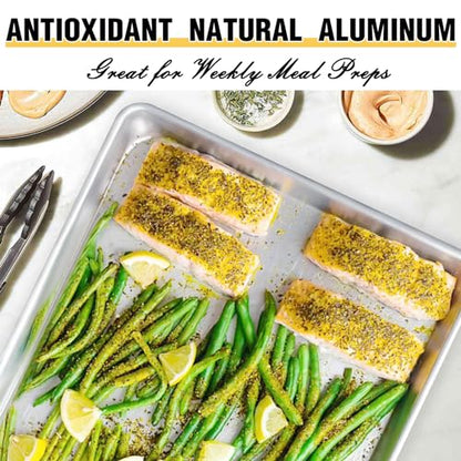 Commercial Quality Baking Sheet Pan Set, Natural Aluminum Cookie Sheet, Umite Chef Warp Resistant Baker's Half Sheet Pan, Large Thick Cookie Tray Pans for Baking, Roasting(2 Pack, 18X13In) - size: 18x13in