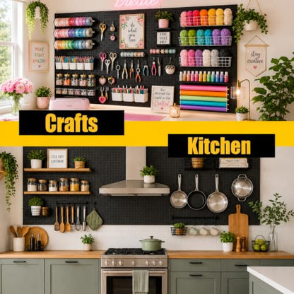 WallPeg Pegboard Kit - 4 Each 24"x16" Peg Board Panels - Made in USA - Mounted Size is 64" x 24" Pegboards Wall Organizer for Walls Home, Garage Tool Storage, Office Organization, Kitchen, Craft Room