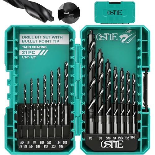 21Pcs M35 Cobalt Drill Bit Set (Pro), TiAlN with Bullet Point Tip - size: Multi-Size(21 Piece)