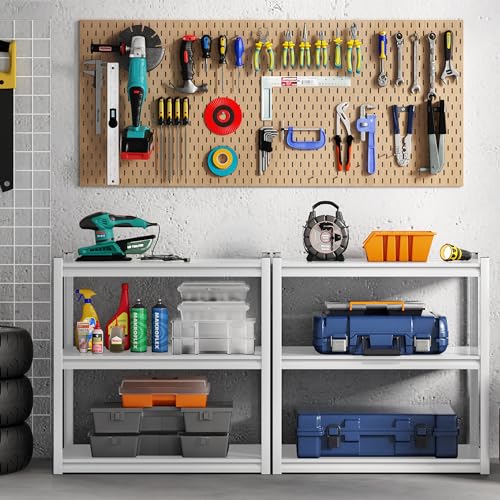 Garage Shelving Adjustable 3 Tier Heavy Duty Metal Storage Shelves Adjustable Utility Rack Organization for Kitchen, Pantry, Closet, Garage, Office 31.5" W x 15.75" D x 31.5" H, White - color: White-s 3 Tier