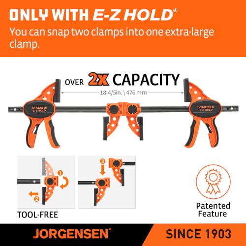 Jorgensen 6" E-Z Hold Medium-Duty Bar Clamps, 400 lbs Load Limit, 2-Pack - size: 6 Inch