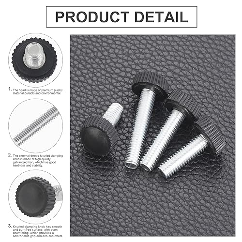 195PCS 12 Size Thumb Screws Carbon Threaded Knurled Knob Mounting Screw Grip Knobs Handle Bolts Round Clamping Screws Hose Clips for Kinds of Stand and Machine(M4、M5、M6) - size: M4/M5/M6