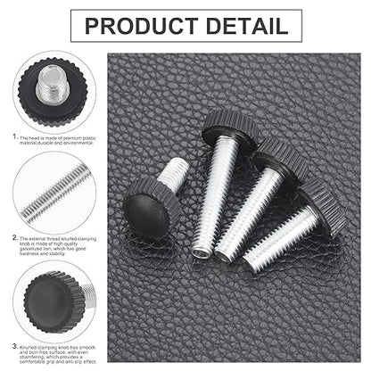 195PCS 12 Size Thumb Screws Carbon Threaded Knurled Knob Mounting Screw Grip Knobs Handle Bolts Round Clamping Screws Hose Clips for Kinds of Stand and Machine(M4、M5、M6) - size: M4/M5/M6