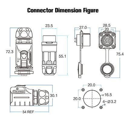2 Pcs 4 Pin Waterproof Connector, Industrial Solder Connector, Aviation Wire Connector for Industrial, Power, Car, and Other Indoor/Outdoor Male and Female Connector - style: 4 PIN,2 PCS