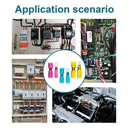 100 PCS Spade Connectors, Heat Shrink Spade Terminal 22-16 AWG - size: 22-16AWG, style: Spade Female