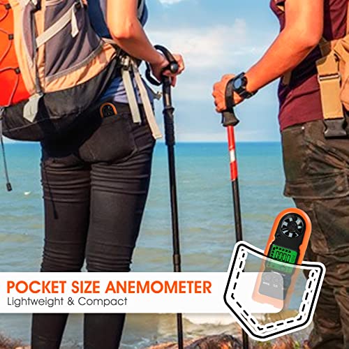 Mini Portable Anemometer Handheld 5pcs, Measures Wind Speed Wind Chill Temp
