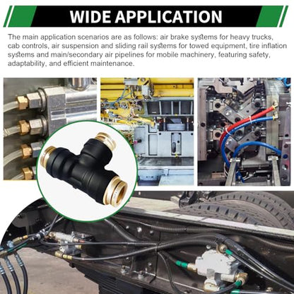 1/2" DOT Air Line Fittings Tee 3PCS,Quick Push To Connect Fittings - color: 1/2" * 1/2" * 1/2" 3PCS