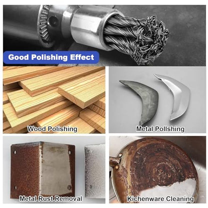 9 Pack 0.8" 1" 1.2" Knotted Wire Brush for Drill,1/4 Inch Arbor,Carbon Steel Twisted Wire Brush for Rust,Corrosion,Paint Removal