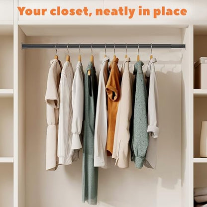 Metal Closet Rod 1.3" Heavy Duty Adjustable Hanging Rod 17-51 Inch - color: Matte Black, size: 17-51 IN