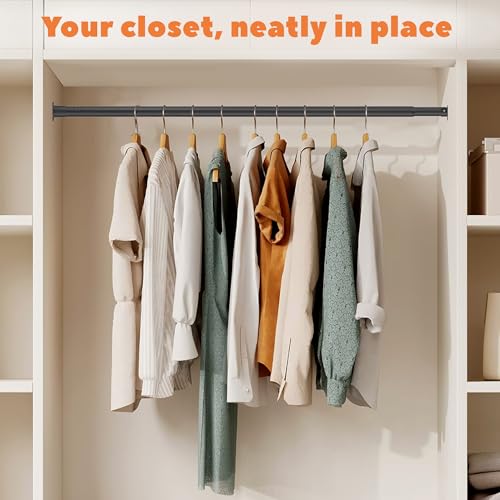 Metal Closet Rod 1.3" Heavy Duty Adjustable Hanging Rod 17-75 Inch - color: Matte Black, size: 17-75 IN