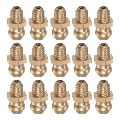 HARFINGTON 15pcs Brass Straight Grease Fitting M5x0.8mm Metric Thread Hydraulic Grease Nipple Accessories for Car - size: M5x0.8
