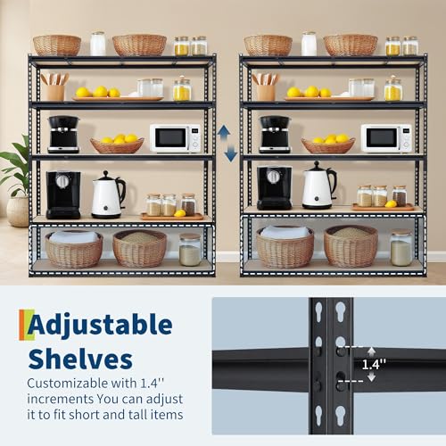 GarveeTech Heavy Duty Garage Shelving Unit, 60 in L x 24 in D x 72 in H - color: Black, size: 60" L x 24" W x 72" H