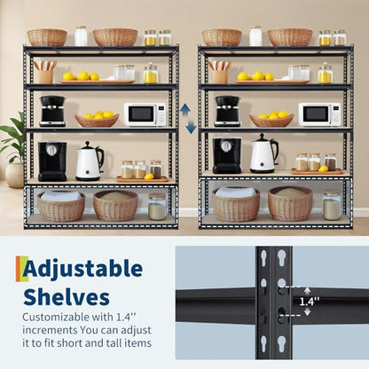 GarveeTech Heavy Duty Garage Shelving Unit, 60 in L x 24 in D x 72 in H - color: Black, size: 60" L x 24" W x 72" H