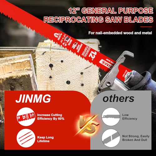 10 Pack 12 Inch 8/14TPI Reciprocating Saw Blades for Diablo Sawzall Blades - size: 12 Inch 8/14TPI
