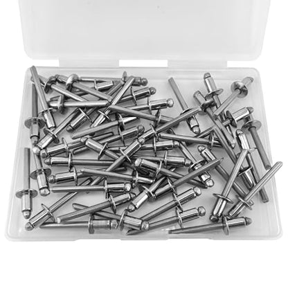 ALLCLEAN 50 Pcs 1/4" x 3/8" Stainless Steel Blind Pro Rivets,6.4 x 10mm Pop Rivets,Stainless Steel Grip and Stainless Steel Mandrel - color: Stainless Steel, size: 1/4" x 3/8"