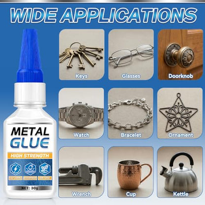 Metal Glue, Super Glue for Metal 30g Heavy Duty Instant Adhesive, Fast Drying Clear CA Adhesive for Stainless Steel, Aluminum, Iron, Jewelry Repair, DIY Crafts, Waterproof Strong Bonding - size: 1 Pack
