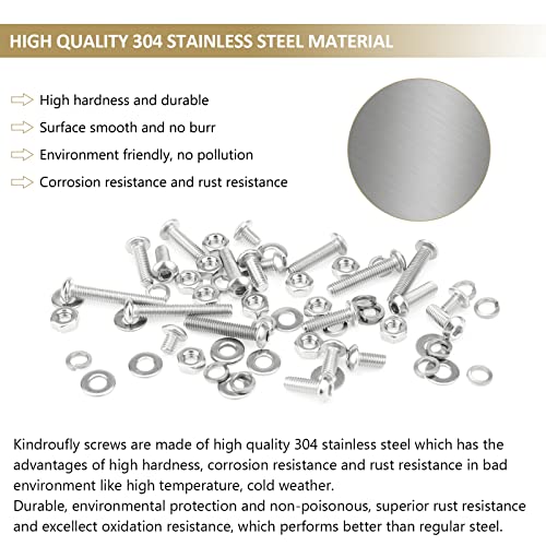 562 Pieces M3 x 4/6 /8/10 /12/16 /20mm Button Head Socket Cap Screws Nuts Washers Assortment Kit, 304 Stainless Steel, Fully Machine Thread - size: M3, style: Button Head