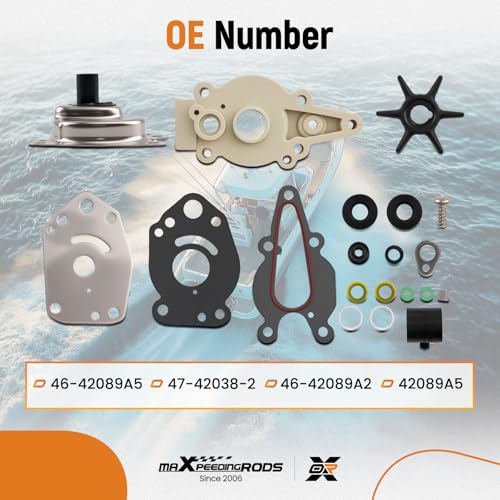 maXpeedingrods Outboard water pump impeller Kit for Mercury Mariner - size: For Mercury Mariner, Mercury 6 8 9.9 15 HP
