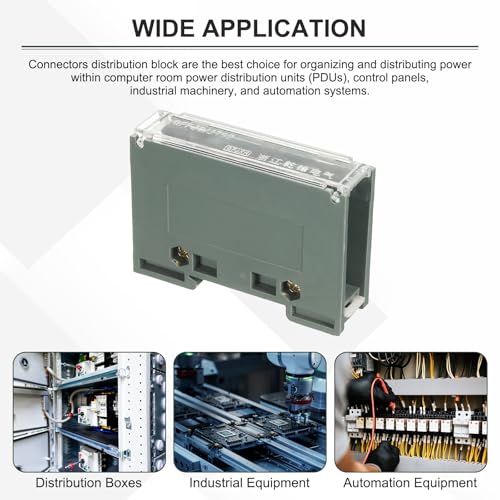 MECCANIXITY 1 in 3 Out Rail Terminal Blocks, 690V 150A Connectors Power Distribution Block Crimp Wiring Splitter with Flame-Retardant Housing for Power Distribution Cabinets 12-6AWG Gauge - size: 12-6AWG, style: 1 in 3 Out