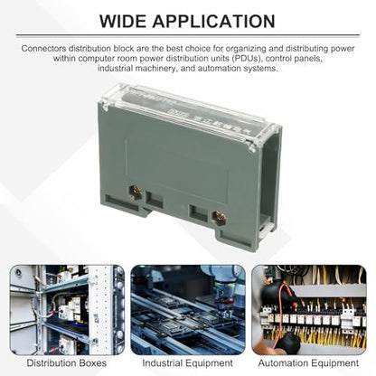 MECCANIXITY 1 in 3 Out Rail Terminal Blocks, 690V 150A Connectors Power Distribution Block Crimp Wiring Splitter with Flame-Retardant Housing for Power Distribution Cabinets 12-6AWG Gauge - size: 12-6AWG, style: 1 in 3 Out