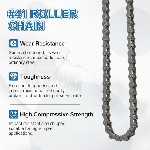 DTGN ANSI#41/ISO 085-1 Roller Chain with 1 Connecting Links 20Feet - size: 20Feet Chains with 1 Connecting Links