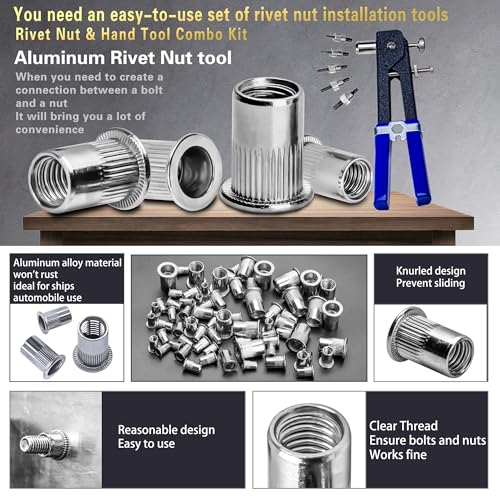 ASKWAY Pressure Rivet Nut Tool Kit, 430Pcs Aluminum Rivet Nut Combination