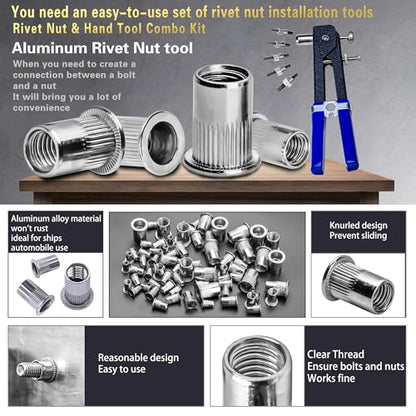 ASKWAY Pressure Rivet Nut Tool Kit, 430Pcs Aluminum Rivet Nut Combination