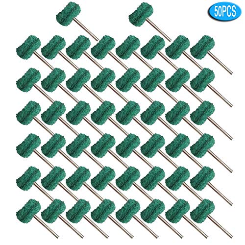 FPPO 50PCS Abrasive Buffing Polishing Wheel Set for Rotary Tool,Removal of Rust Deburring on Metal Surface with 3mm Shank,Mini scouring pad Brush Polishing kit(grit 180 Green 50pcs) - color: grit 180 green 50pcs