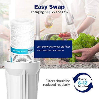 Membrane Solutions 10 Micron 10"x2.5" String Wound Whole House Water Filter - style: 10 Micron