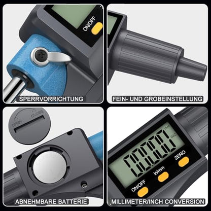 HDLKNAK Digital Outside Micrometer 0-1”, 0.00005"/0.001mm Precision(Blue) - color: Blue