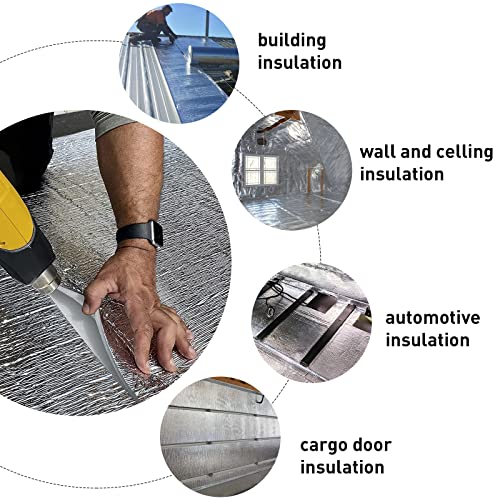 5mm Reflective Insulation Foam Core Radiant Barrier 40“ × 80” Double Side Foil Cold and Heat Shield Thermal Insulation for Ceilings,Walls,Steel Buildings,Roofing ect - size: double side foil 40"×80"