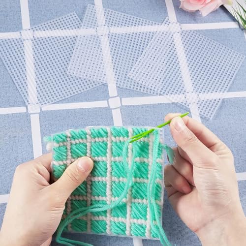 Caydo 12 Pieces 7 Count Plastic Mesh Canvas Sheets, Eye Mesh 10.5x13.5 Inch - color: Clear White - 12pcs
