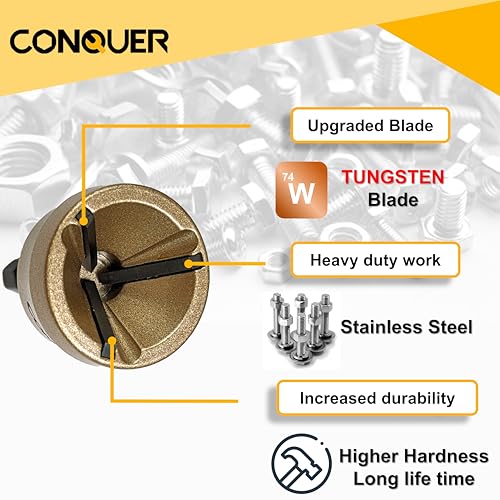 CONQUER Deburring External Chamfer Tool, Tungsten Blade, Fits 1/8"-3/4" - size: PREMIUM TUNGSTEN Blade 1/8"-3/4"(3mm-19mm)