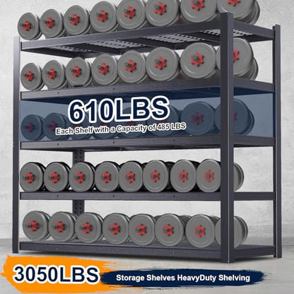 Storage Shelves Heavy Duty, Metal Shelving, 3050 LBS, 62" W - size: 24" D x 62" W x 72" H(Wire Mesh)
