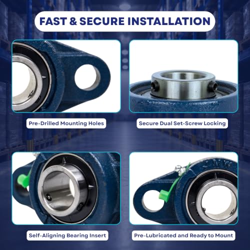 Jeremywell UCFL202-10 5/8" 2-Bolt Flange Bearing, 2 Pack, Cast Iron
