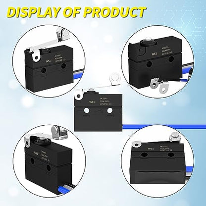 Joinfworld Micro Switch with Lever Waterproof IP67 Sealed Roller Lever Limit Switch SPDT 3 PIN Pre-Wired Micorswitch 5A 250VAC -2PC - style: WS1-Roller Lever