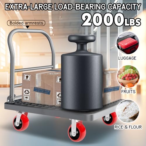 2000lbs Heavy Duty Platform Truck Foldable Flatbed Push Cart 36" x 24" - size: 36"x24"