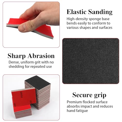 27 Pcs Sanding Sponge Block Pads, 240 Grit Fine Sandpaper Sand Paper - size: 240 Grits