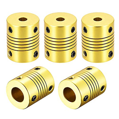 uxcell 5 Pcs 10mm to 5mm Aluminum Alloy Shaft Coupling Flexible Coupler L25xD20 Golden Tone - color: Golden Tone, size: 10mm to 5mm