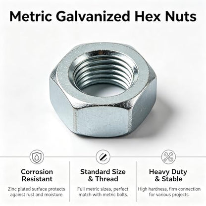 M14 6pcs Hex Nuts,M14 Galvanized Metric Hardware Nuts Sets - size: M14(6pcs)