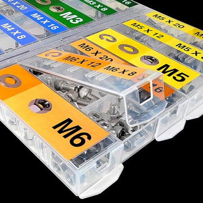 EEEEE 880PCS Metric M6 M5 M4 M3 Metric Bolt Assortment Metric Screws Assortment kit 16 Sizes Set Hex Socket Head Cap Screw 304 Stainless Steel Assorted Nuts and Bolts Washer - size: M3 M4 M5 M6 880 pieces