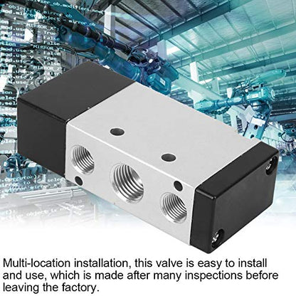 Hilitand 2 Position 5 Way Pneumatic Control Valve, Air Valve Aluminum Alloy Mechanical Accessory for Commutation in Home or Industrial(4A410-15 G1/2in)
