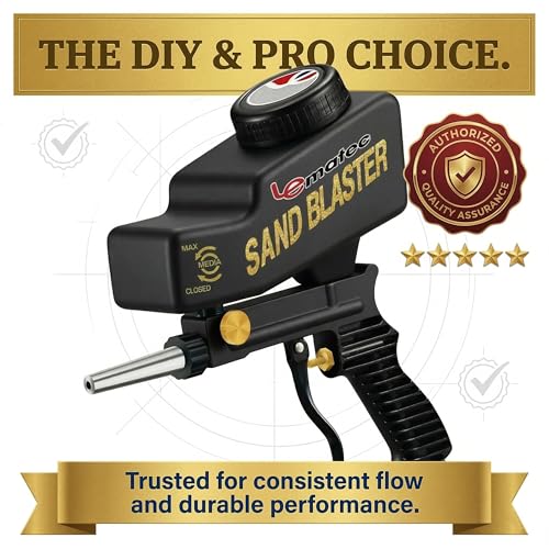 LE LEMATEC Portable Sand Blaster Gun Kit, Pneumatic Tool for Rust Removal - style: Steel Nozzle Black
